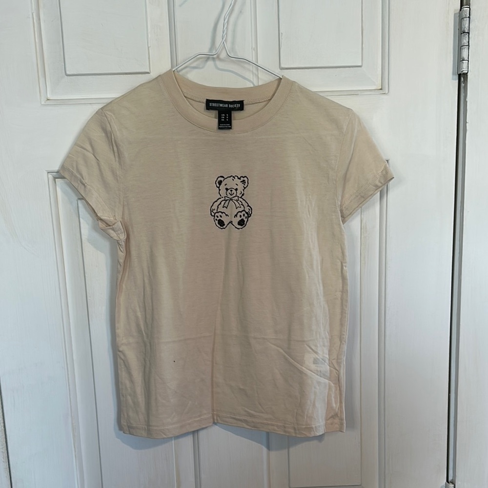 NWT Streetwear society bear cropped tee small